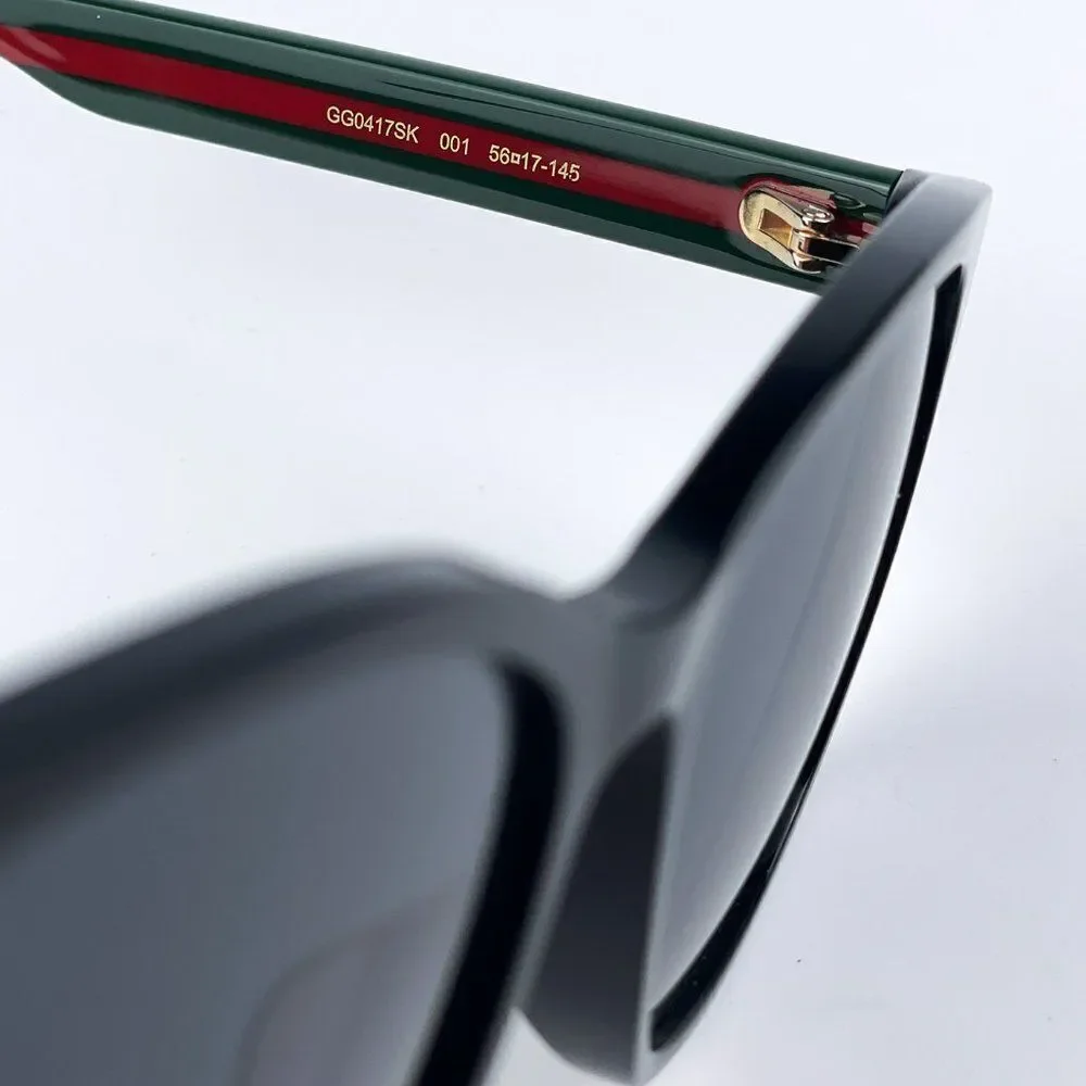 SALE! NEW Gucci GG0417SK 001 Black Multicolour Grey Oval Unisex Sunglasses